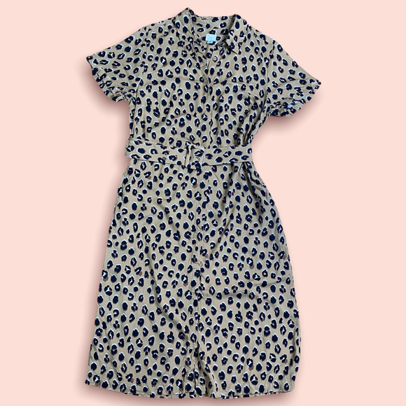 a new day Dresses & Skirts - A New Day Leopard Belted Shirt Dress Size Medium Cheetah Animal Print